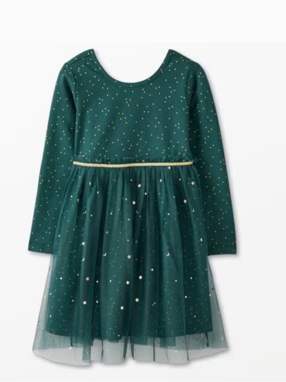 Hanna Andersson Emerald Green Star & Gold-Trim Tulle Dress